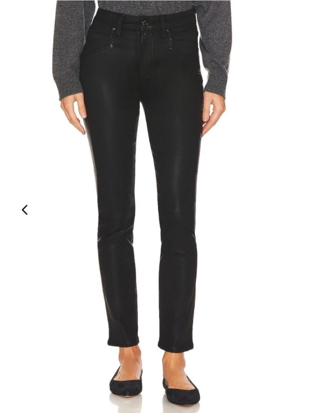PAIGE Gemma Pocket Stovepipe Skinny Jeans in Coated Black Fog Pants